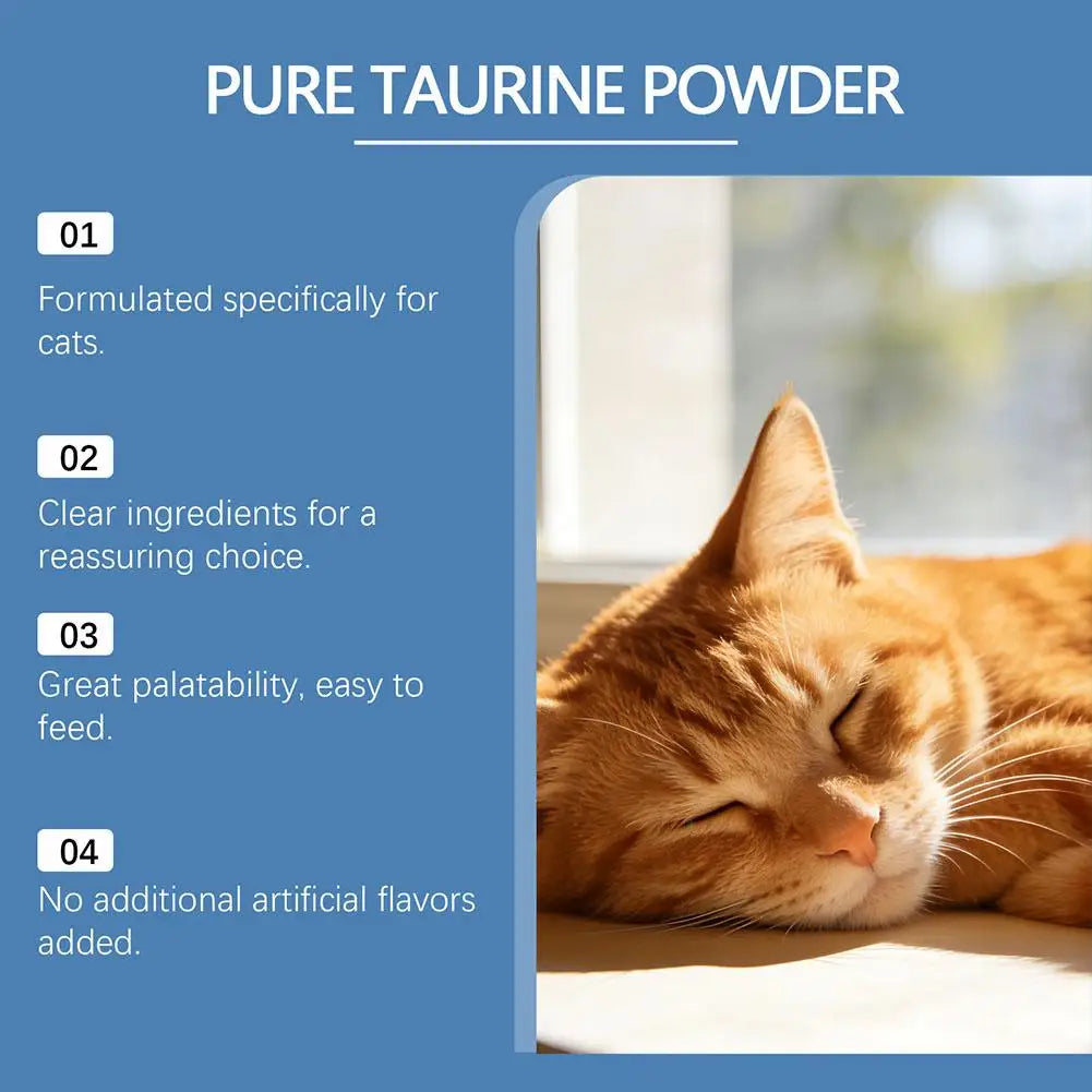 Cat Taurine Powder Support Heart Health Promote Healthy Growth Maintain Visual Function Smooth Hair Kitten Care Nutrition Powder