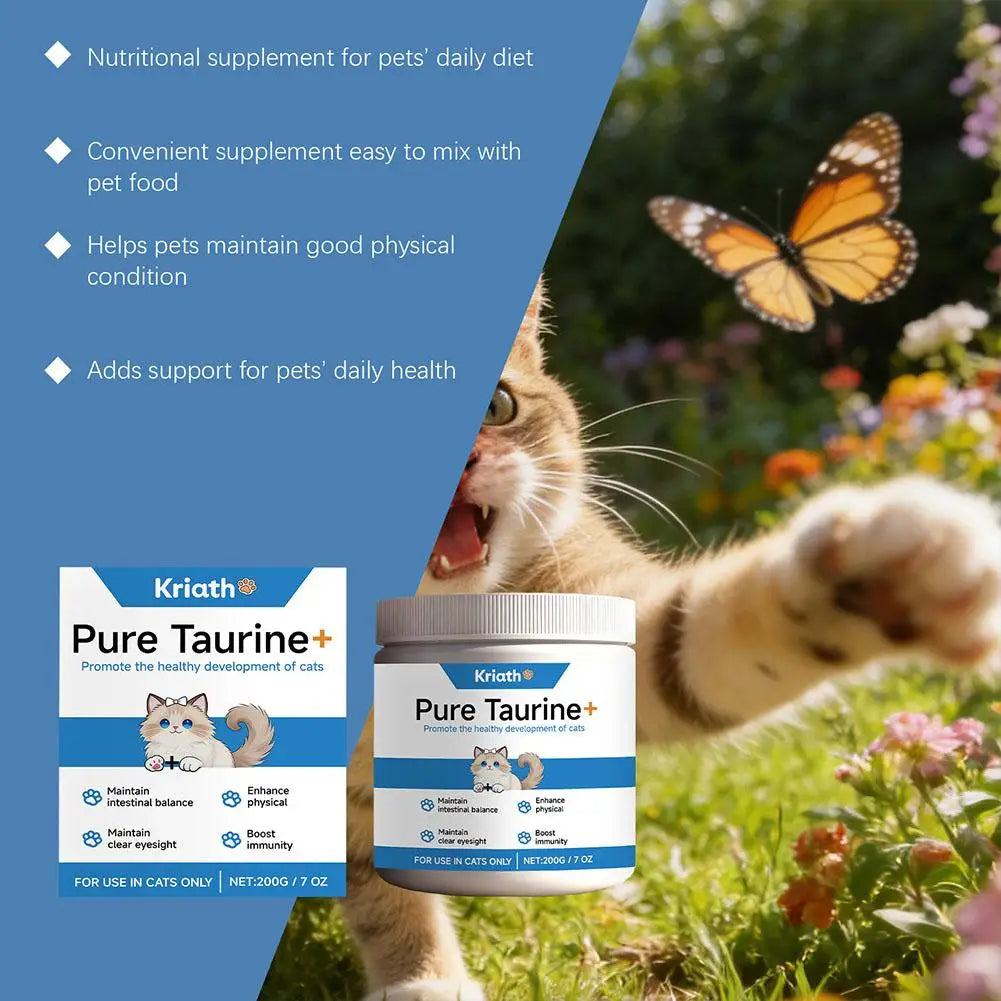 Cat Taurine Powder Support Heart Health Promote Healthy Growth Maintain Visual Function Smooth Hair Kitten Care Nutrition Powder