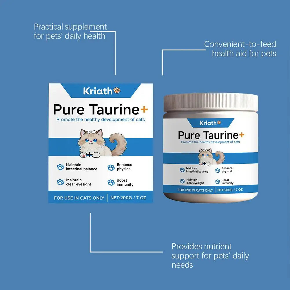 Cat Taurine Powder Support Heart Health Promote Healthy Growth Maintain Visual Function Smooth Hair Kitten Care Nutrition Powder
